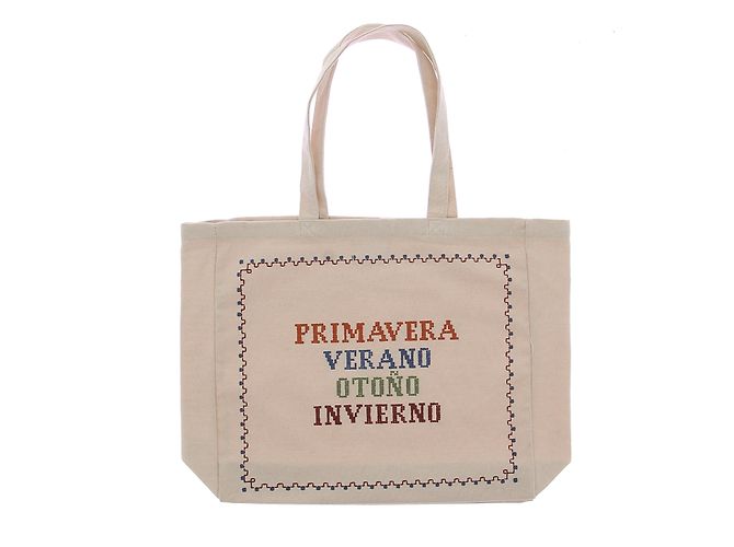 Sac fourre-tout SéZane x Lucia Vergara beige coton