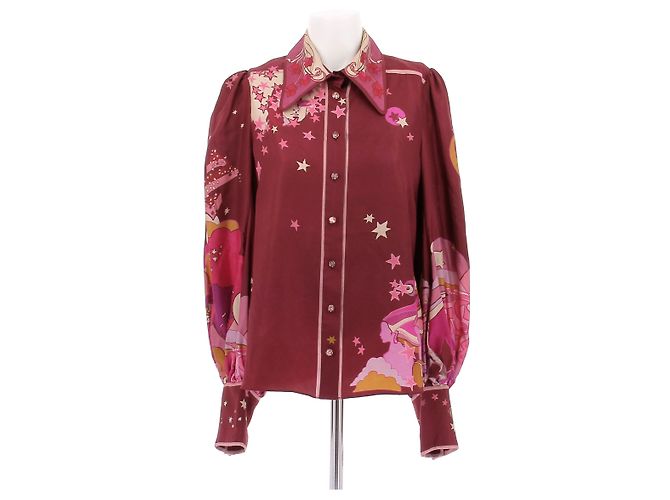 Camisa de seda estampada burdeos Zimmermann