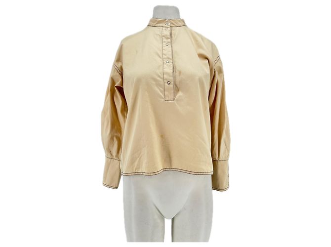 Blusa Roseanna beige de algodón con botones
