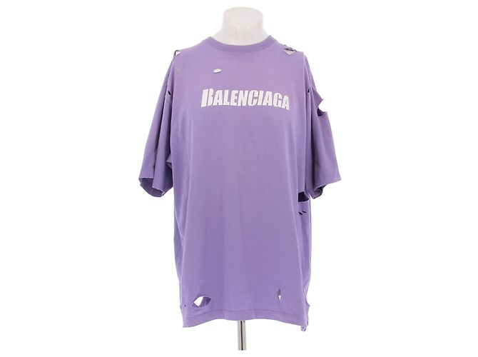 Camiseta Balenciaga con Logo Morada de Algodón Púrpura