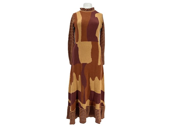 Autre Marque Vestido largo HELMSTEDT marrón con estampado de algodón Castaño