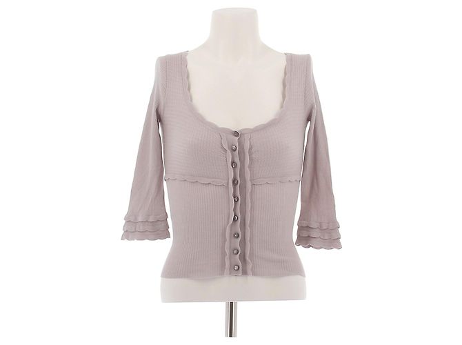 Louis Vuitton Top grigio perla in cashmere e seta