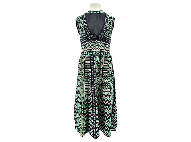 M Missoni Robe mi longue verte en maille