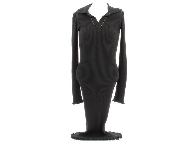 Vestido largo negro de algodón Bottega Veneta