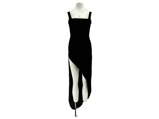 Autre Marque NDS Asymmetrisches schwarzes Samtkleid mit Trägern