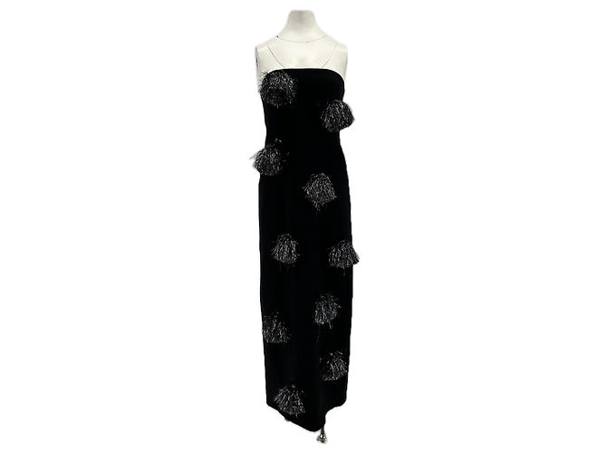 Lela Rose Wollkleid mit Quasten Schwarz