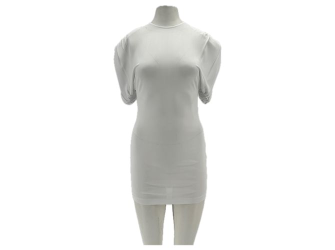 Autre Marque Weißes WARDROBE NYC Viscose Kleid mit Schulterpolstern XS