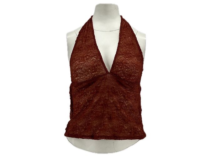 Autre Marque Top sin mangas marrón de nailon MESHKI XS Castaño