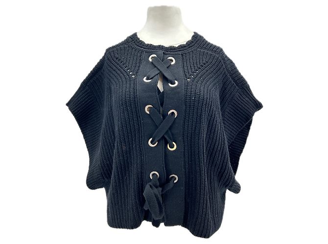 Isabel Marant schwarzer Wollmischung Doppelreiher Pullover 