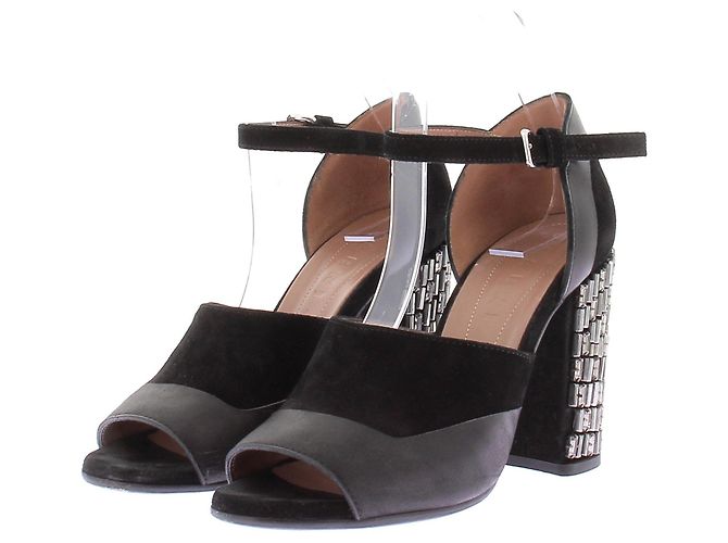 Sandali Marni in suede nero con perline