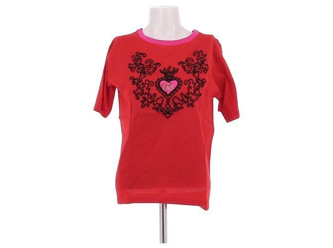 Camiseta roja estampada de algodón Christian Lacroix