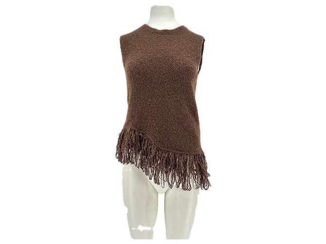 Autre Marque SIMONA CORSELLINI Ärmelloser Pullover mit Fransen Braun