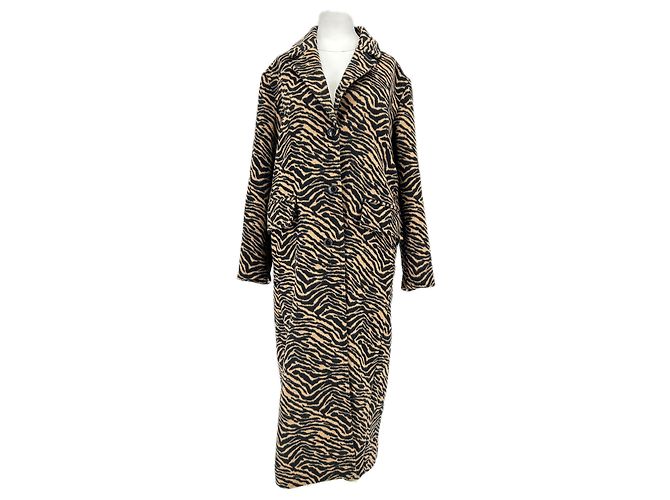 Autre Marque STAND STUDIO Langer Mantel Tigerprint Beige