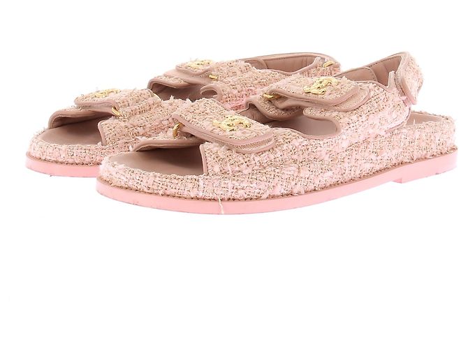 Chanel Sandalias de tweed rosa