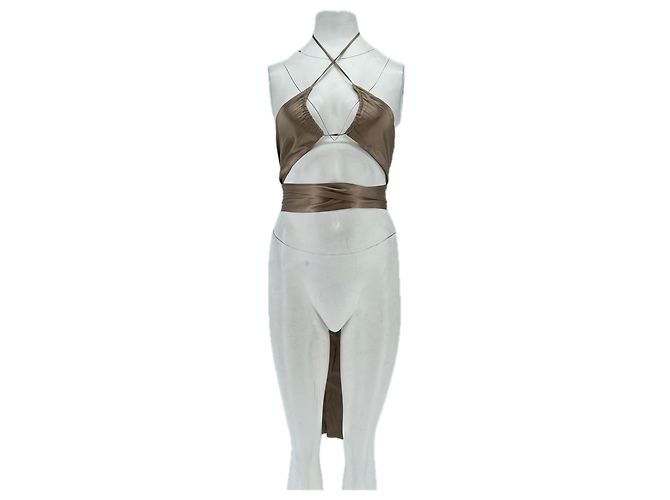 Autre Marque Top cropped aberto marrom com laço AYA MUSE