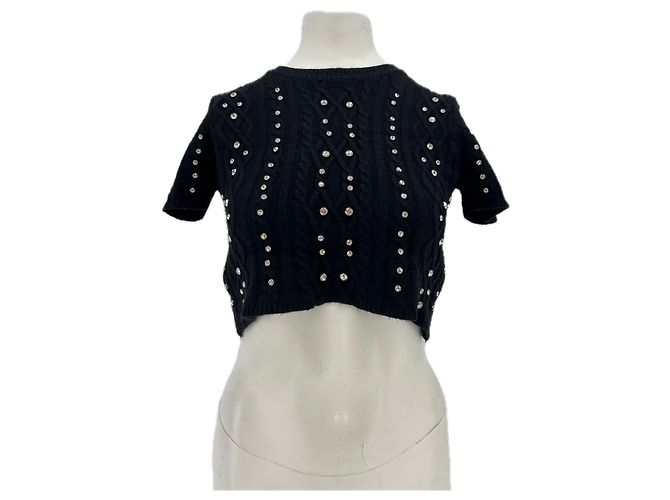 Autre Marque Top de malha e strass Preto