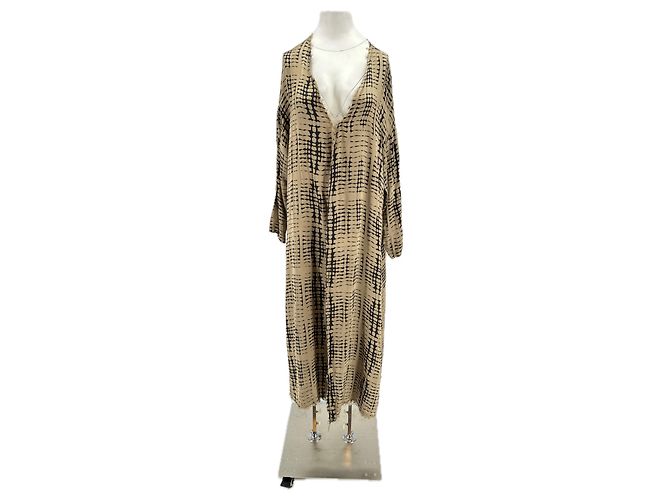 Autre Marque Natacha Sarong Kleid beige und schwarz langarm