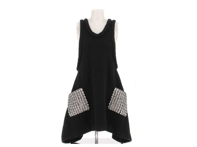 Louis Vuitton sleeveless black wool dress