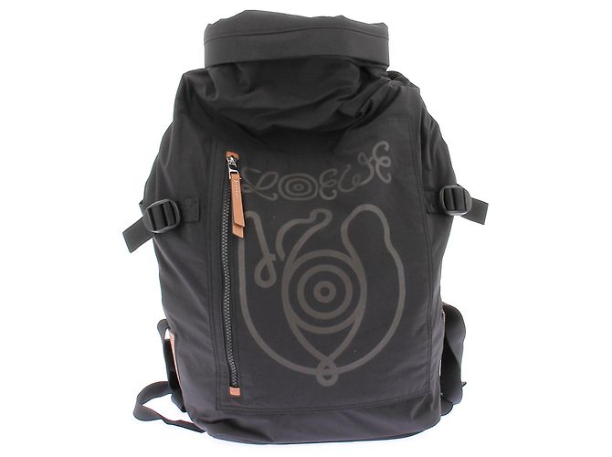 Mochila Loewe de tecido preto com logo