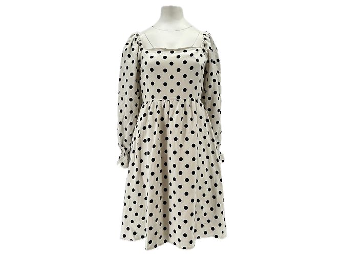 Autre Marque Vestido branco de bolinhas
