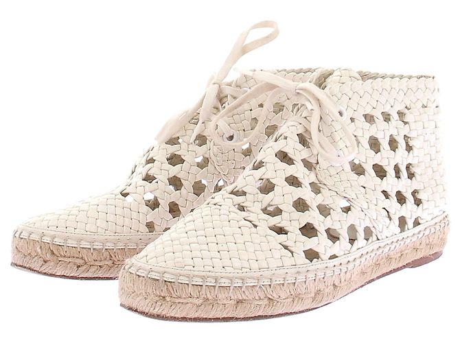 Baskets espadrilles Céline en cuir tissé blanc