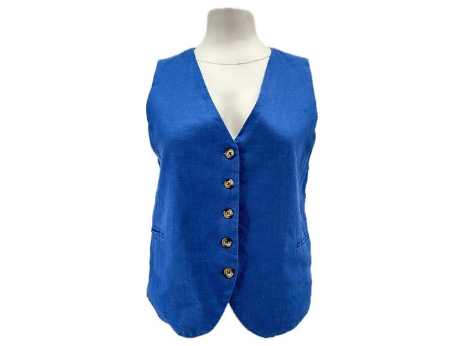 Autre Marque Gilet blu in lino