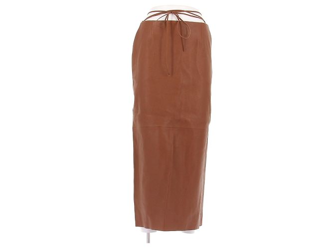 Magda Butrym Leder Maxi Rock Braun