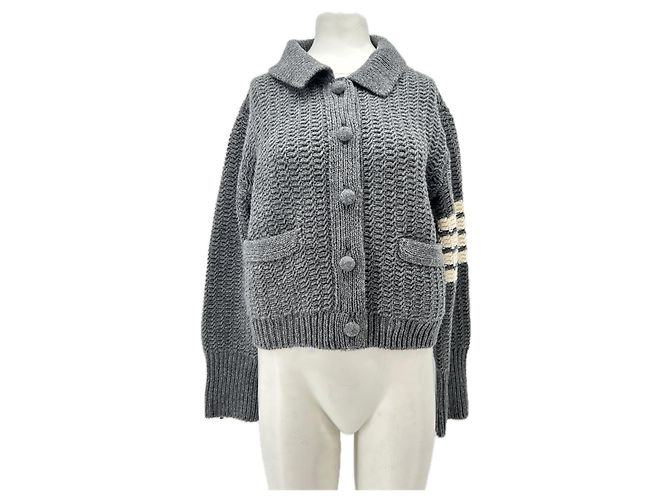 Thom Browne Cardigan aus Wolle Grau