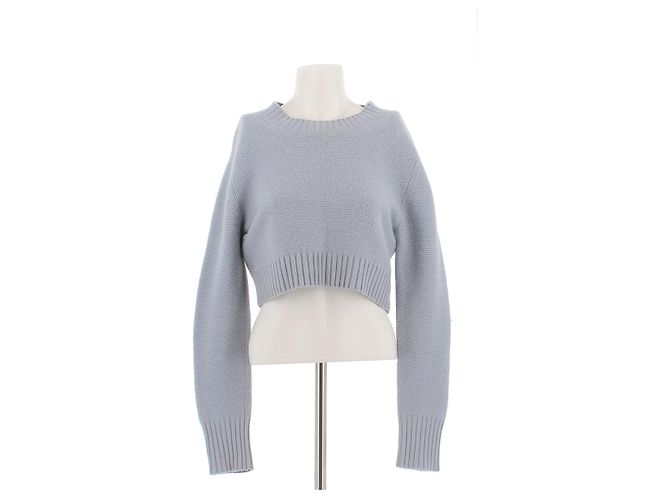 Max Mara Crop-Pullover aus blauem Kaschmir 