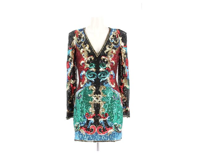 Balmain Multicolored Sequin Dress Black