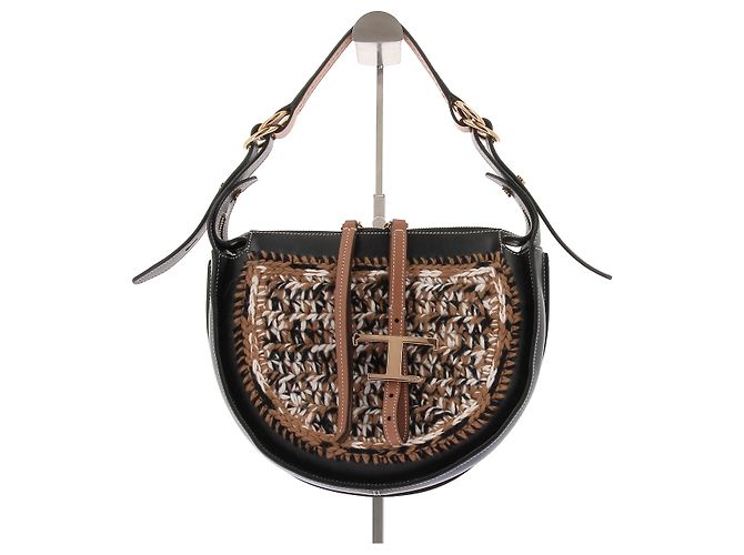 Tod's Borsa a spalla in pelle e rete Nero