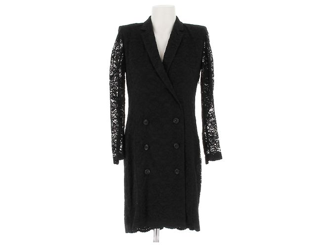 The Kooples Schwarzes Spitzen Midikleid
