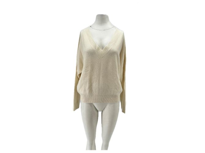 Eric Bompard Pull beige col V en cachemire