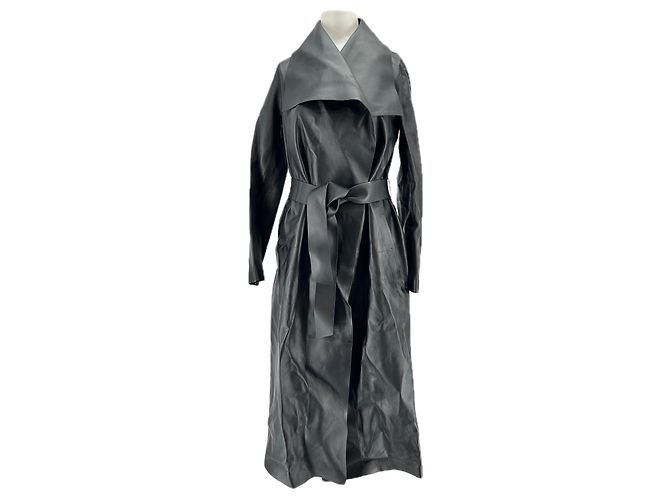 Mackage Leder-Trenchcoat schwarz
