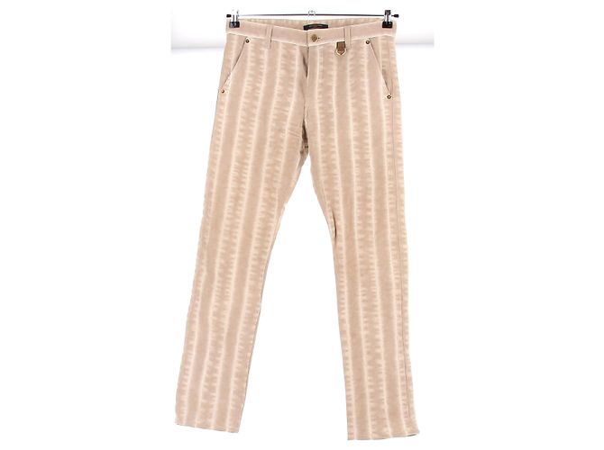 Pantalones de algodón rayados beige Louis Vuitton