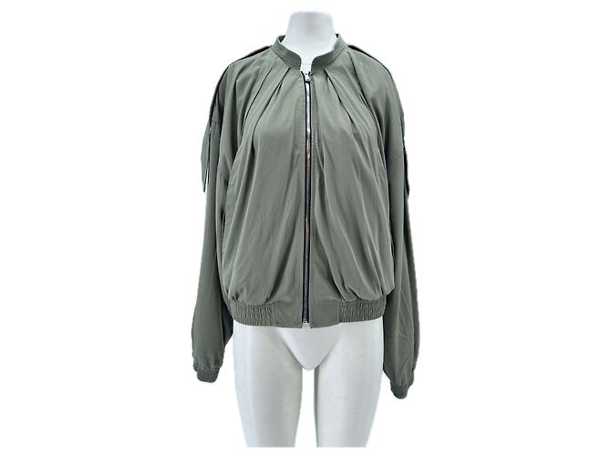 Autre Marque Grüne Jacke aus Viskose Größe S Khaki
