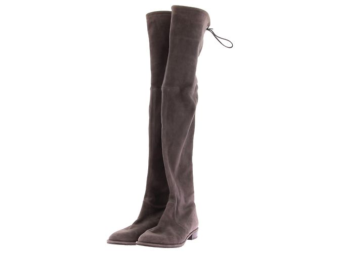 Stuart Weitzman Grey Leather Wader Boots