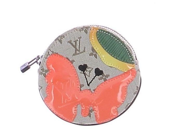 Louis Vuitton Petit porte monnaie rond papillon monogramme et patchwork Grey