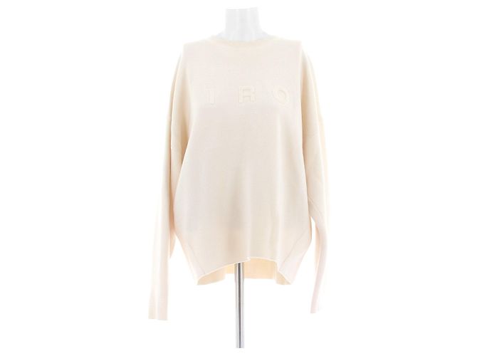 Iro Wollpullover mit Logo in Creme Beige 