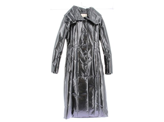 Tod's Black Leather Long Coat