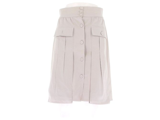 Falda midi Fendi beige de algodón con botones