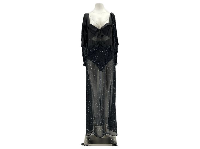Autre Marque Vestido preto com strass e body integrado
