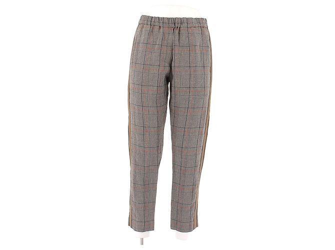 Brunello Cucinelli Tartan Leinenhose Beige