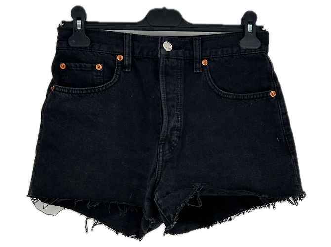Re/Done Short em denim cinza escuro