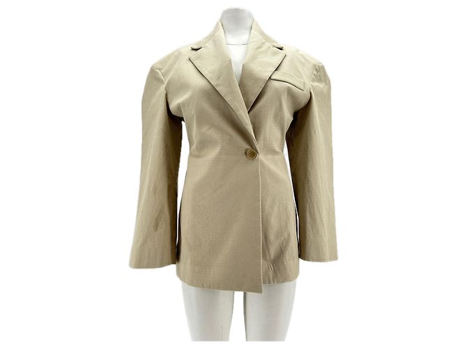 Autre Marque Blazer beige ajustado con hombreras