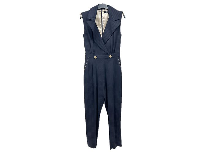 Elisabetta Franchi Schwarzer gestreifter Jumpsuit