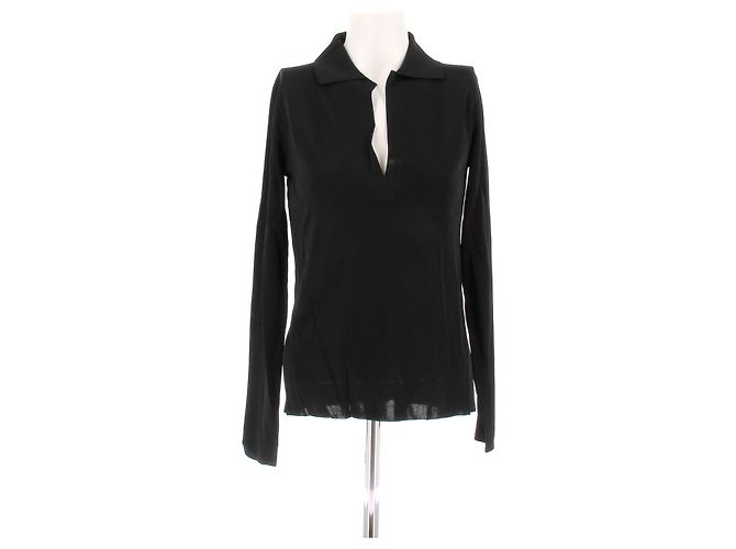 Autre Marque Top preto com decote em V em viscose VERONICA DE PIANTE