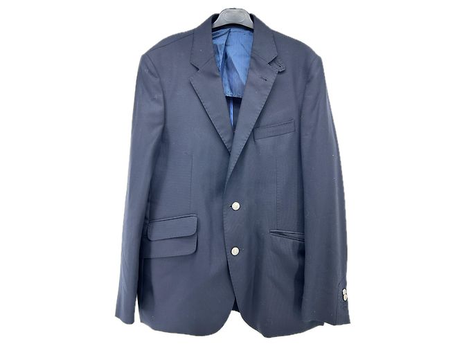 Corneliani Blazer marino a rayas de lana Azul marino
