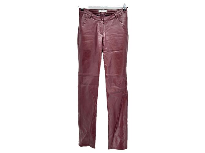 Autre Marque Bordeauxfarbene Kunstlederhose
