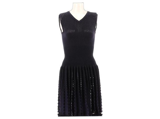 Vestido sem mangas de lã azul marinho Alaïa